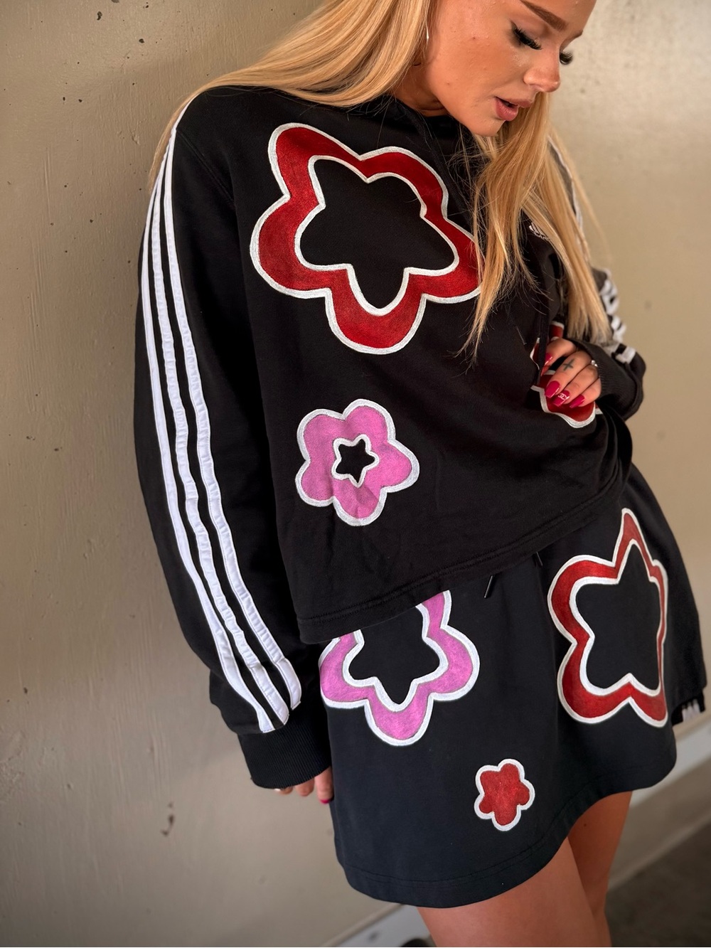 Adidas X Hello Love Black Flower Skirt - Picture 2 of 3